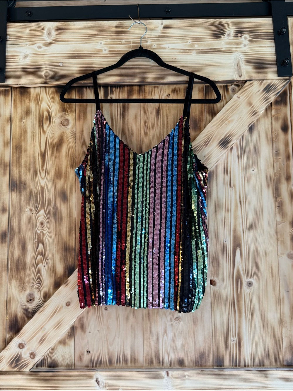 INC International Concepts Multi-Color Sequin Striped Camisole